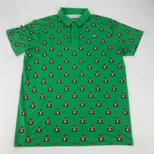 Tipsy Elves Men's Medium Green Groundhog Golf Polo Shirt All Over Print